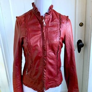Kenna T burgundy leather jacket size M medium